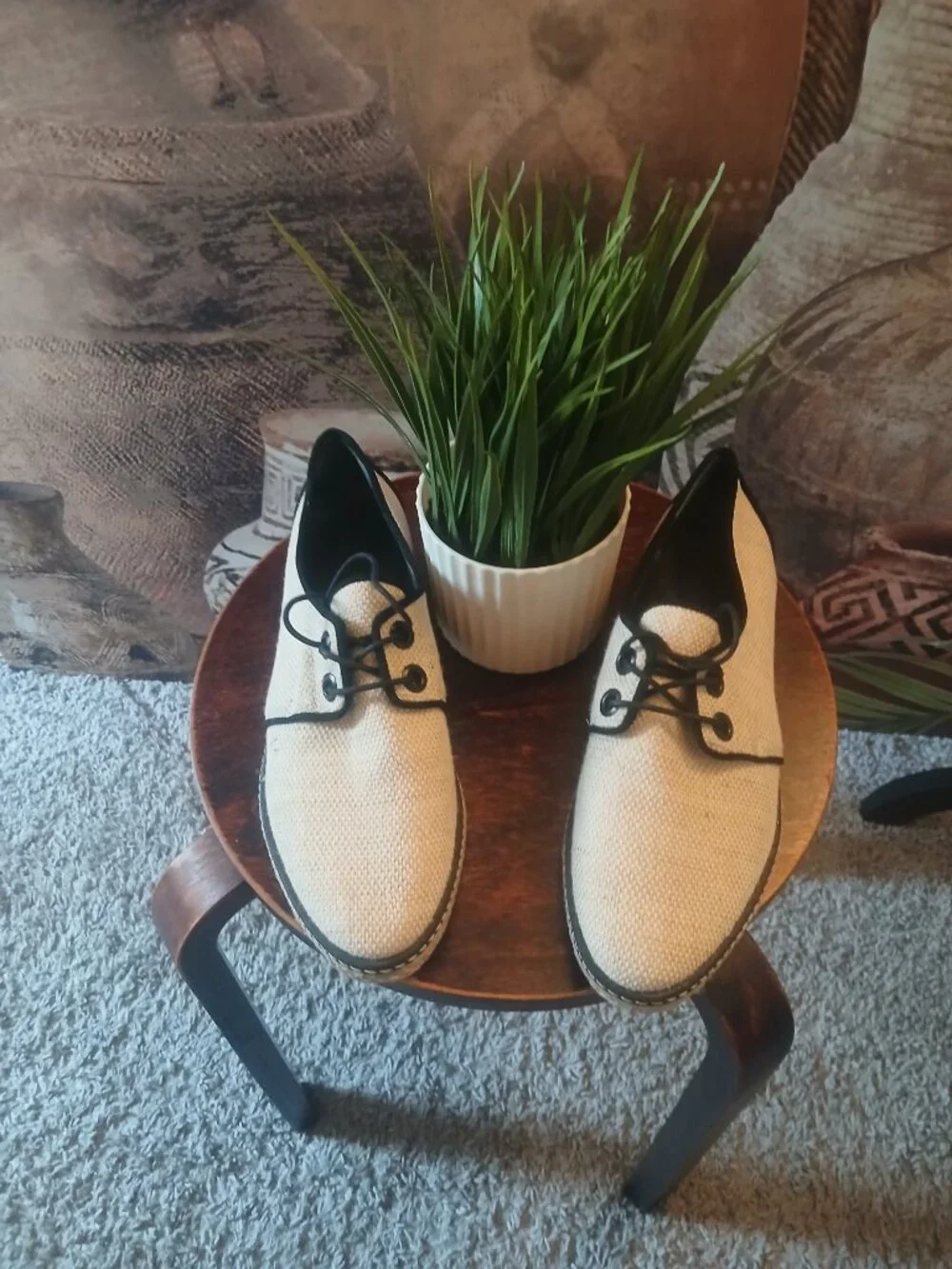 TORY BURCH fawn linen oxford espadrilles Size 7.5M